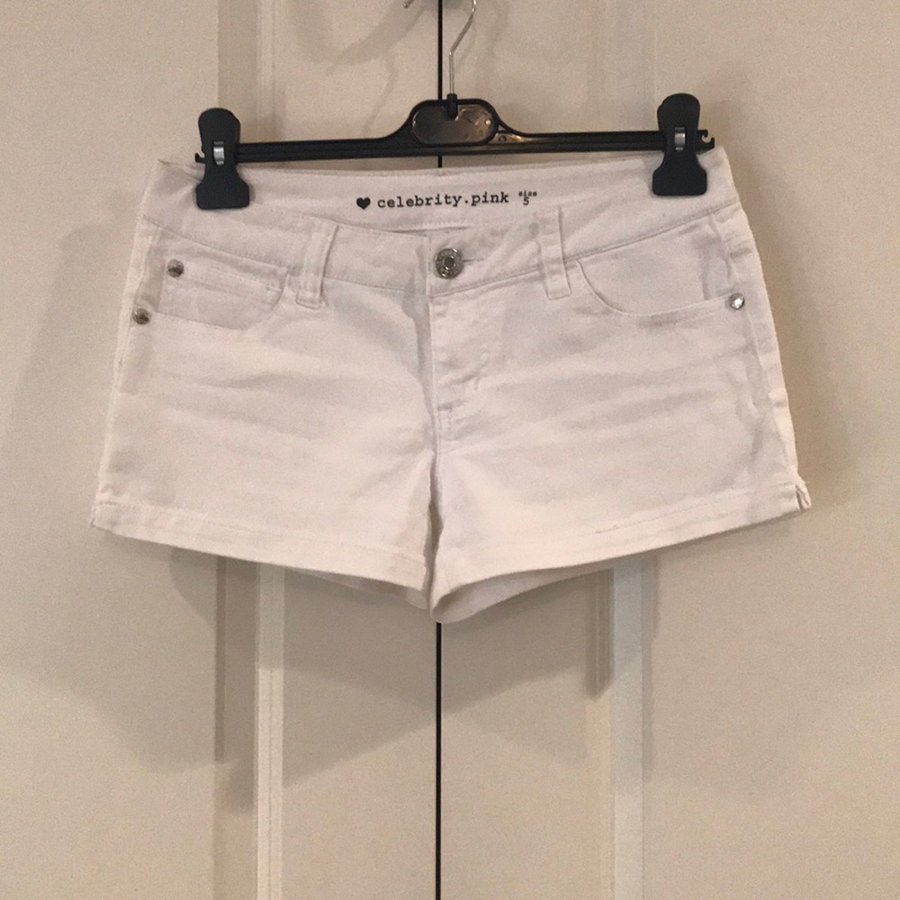 Celebrity Pink White Denim Shorts